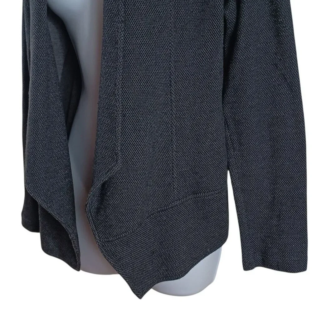 Eileen Fisher M Charcoal Open Blazer Textured Lightweight Capsule Minimalist